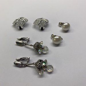 Lot Of 3 Signed Vintage Costume Earrings Clip On Lewis Segal, Lisner, Sarah Cov